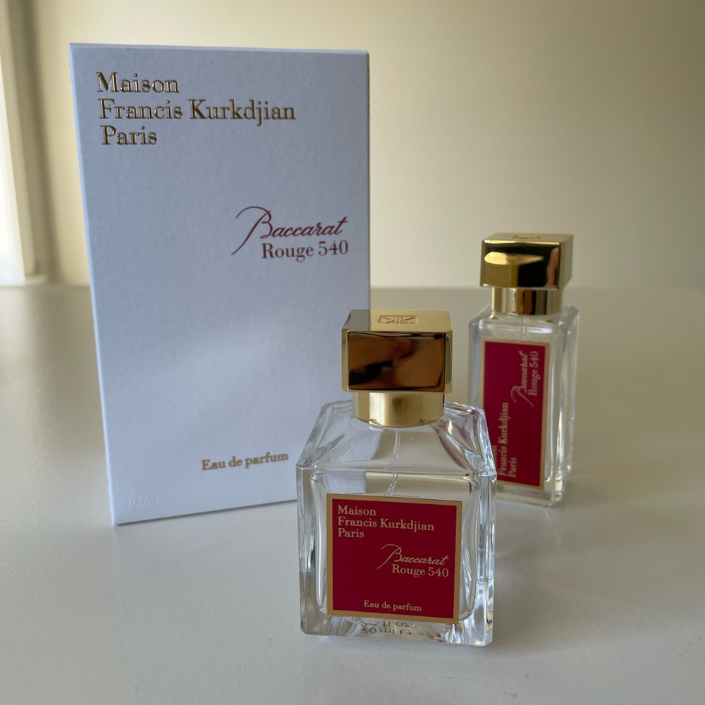 EMPTY Maison Francis Kurkdjian Baccarat Rouge 540 bottles (1.2 & 2.4oz) and box